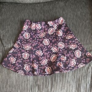 Hollister Floral Skater Skirt - Purple and Pink